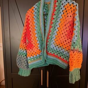 Colorful Crochet Cardigan Sweater
